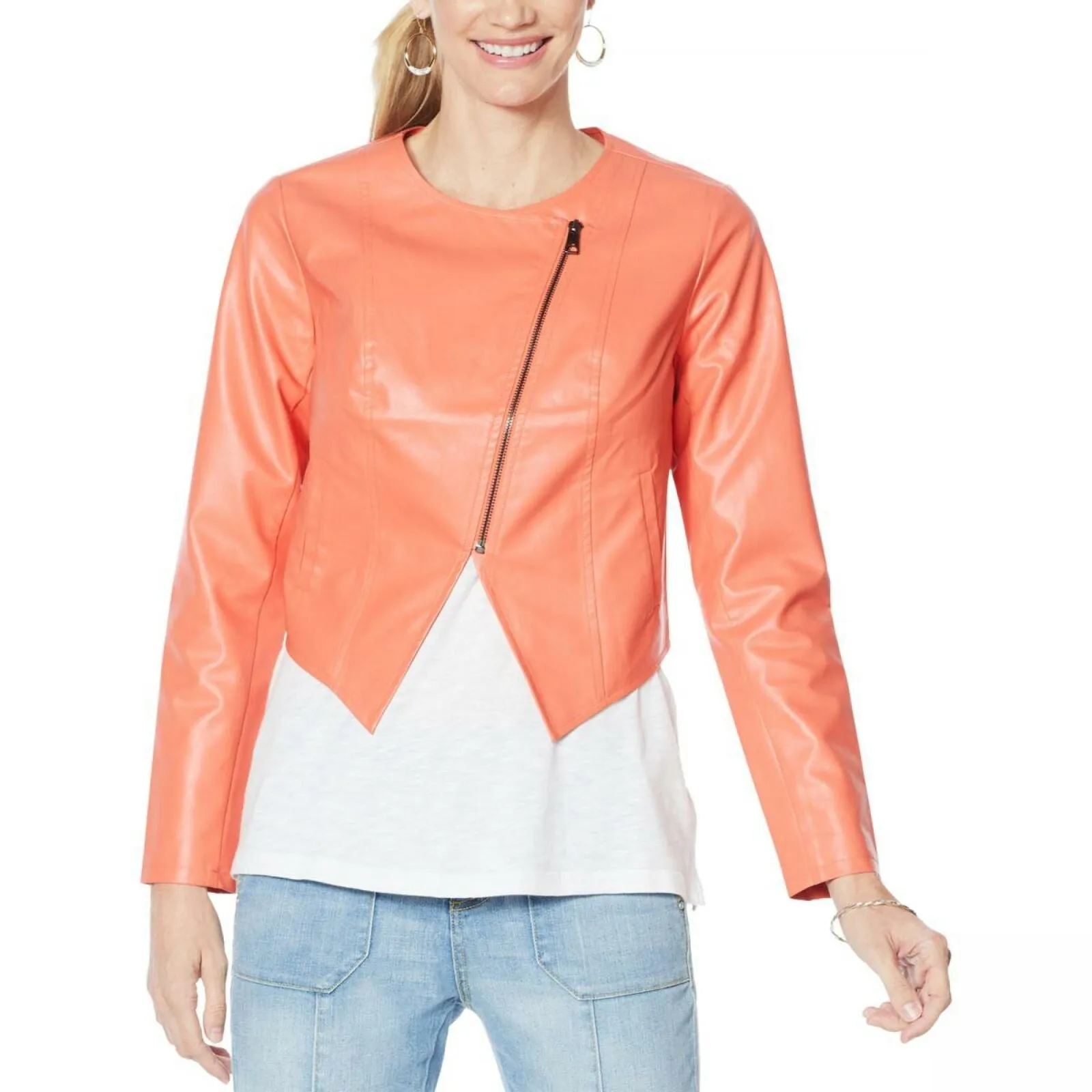 G by Giuliana Women's Lightweight Faux Leather Moto Jacket