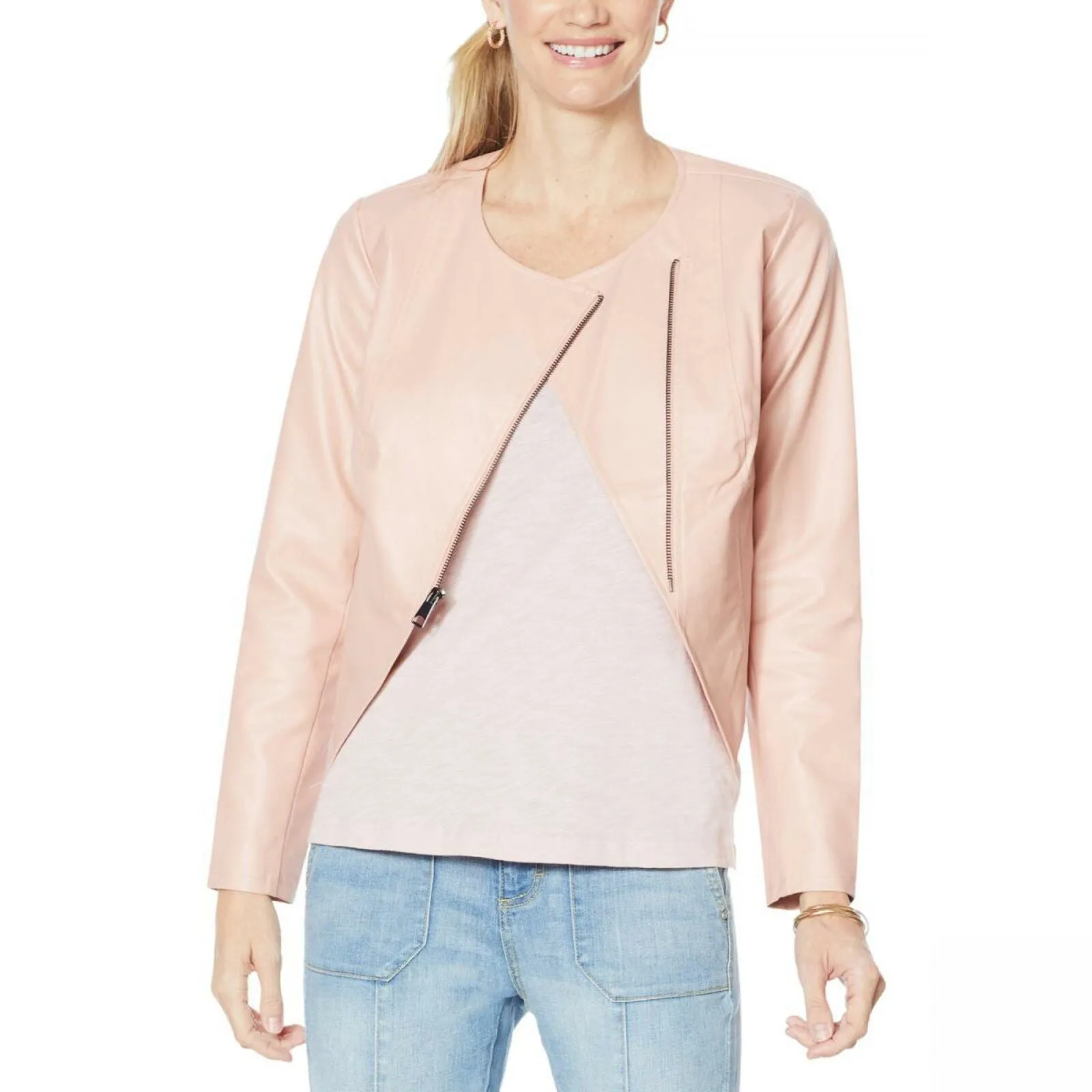 G by Giuliana Women's Lightweight Faux Leather Moto Jacket