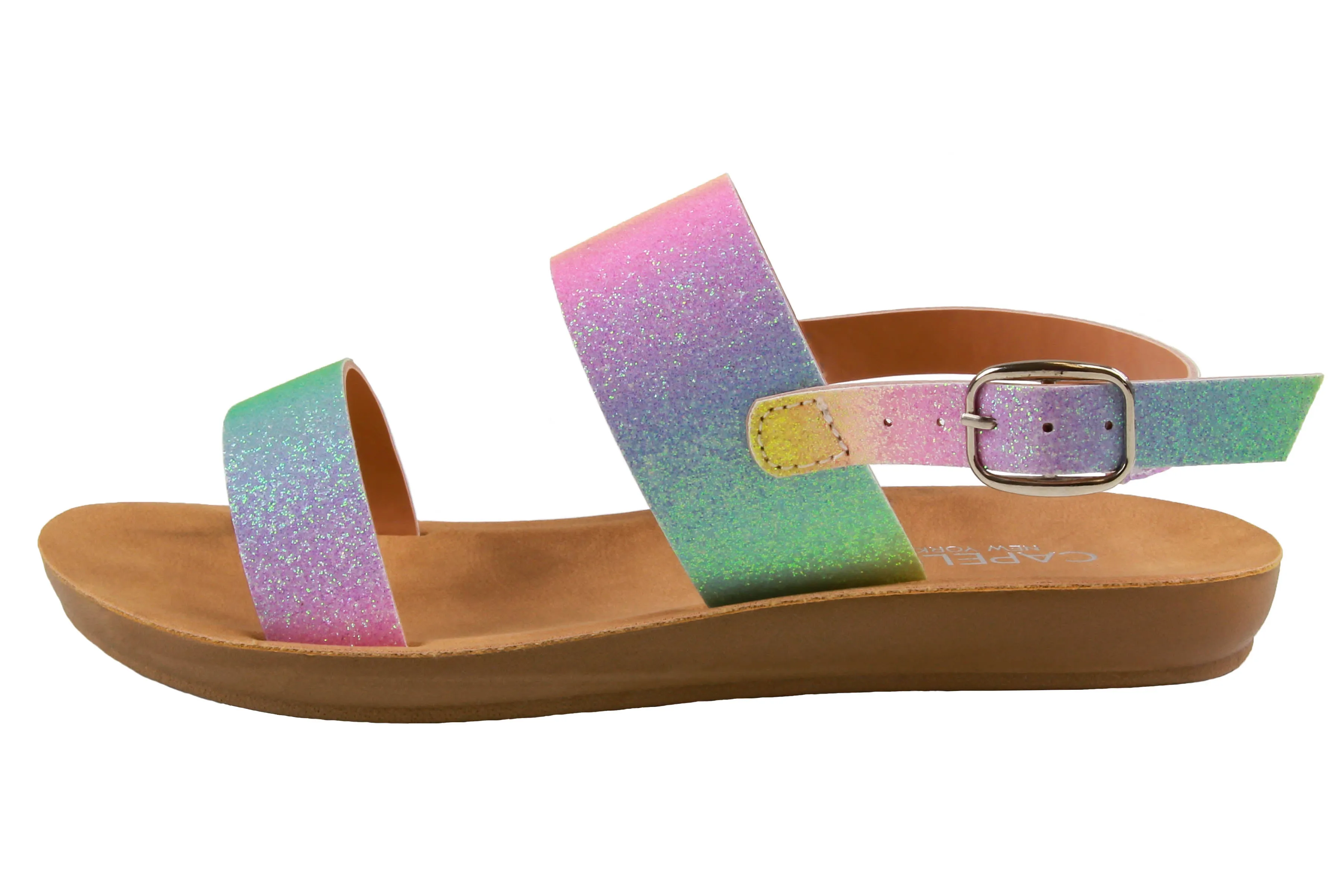 Girls Ombre Faux Leather Upper Sandal with Ankle Strap