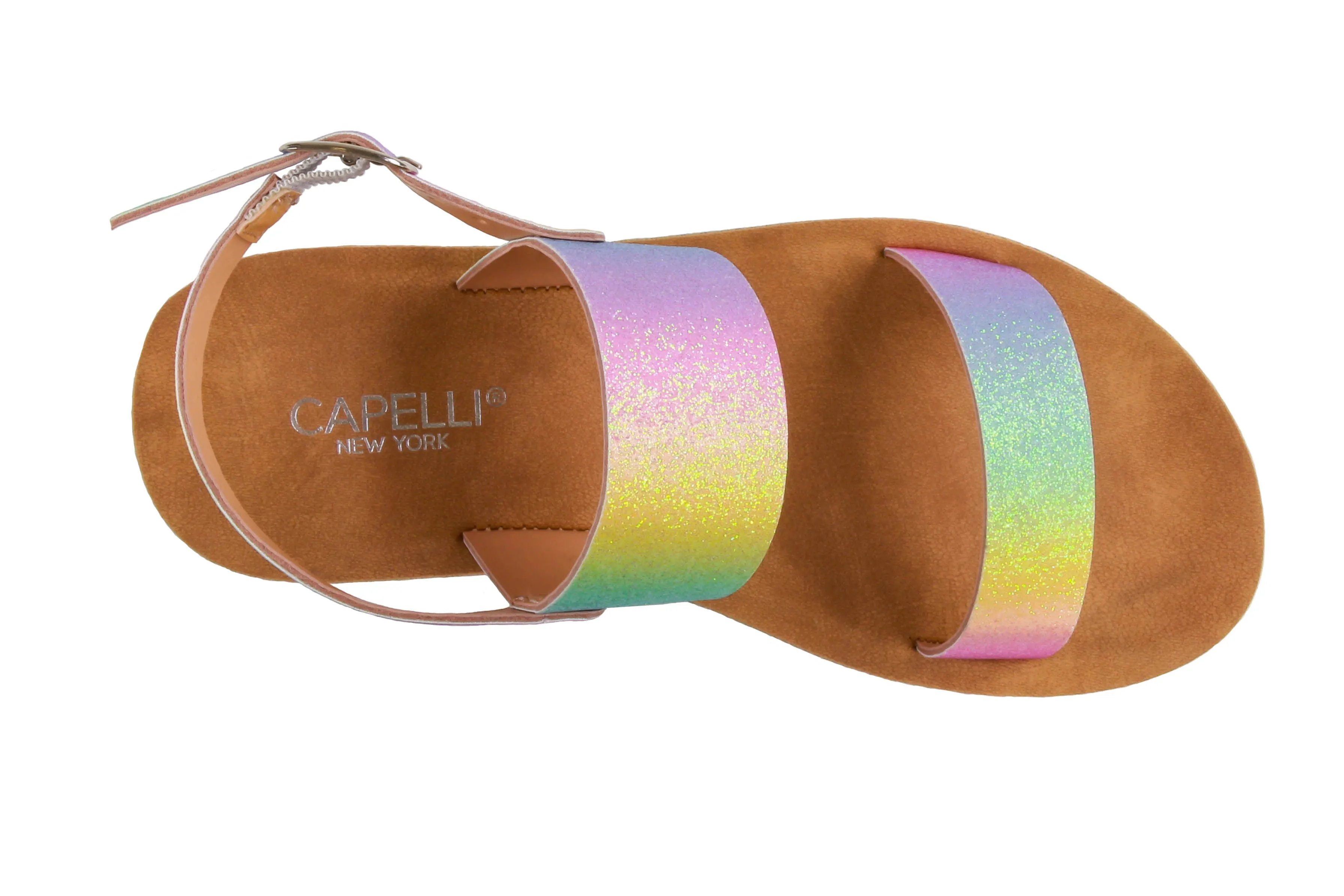 Girls Ombre Faux Leather Upper Sandal with Ankle Strap