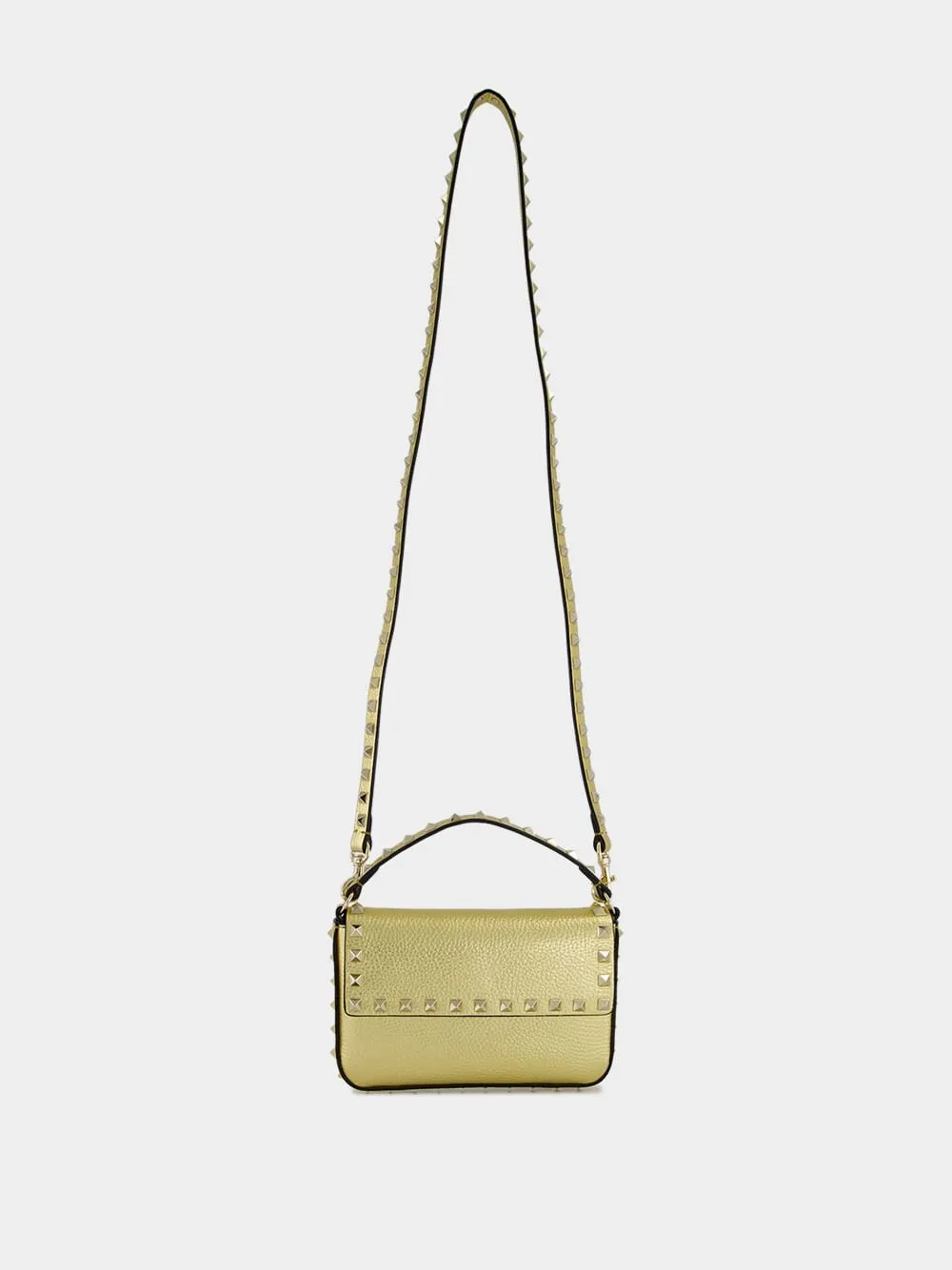 Gold Rockstud Mini Leather Crossbody Bag
