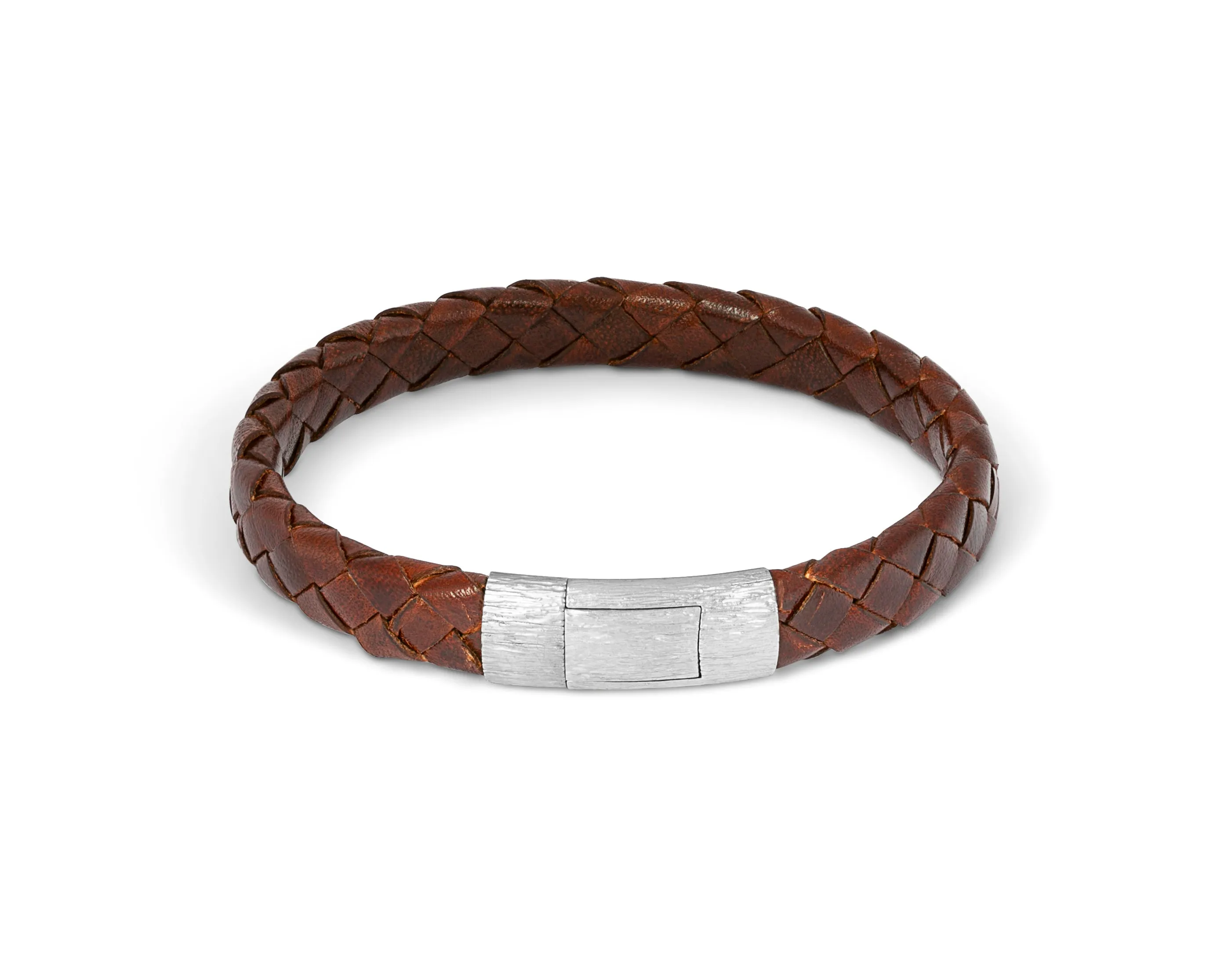 Graffiato bracelet in Italian brown leather with black rhodium plated sterling silver