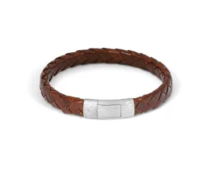 Graffiato bracelet in Italian brown leather with black rhodium plated sterling silver