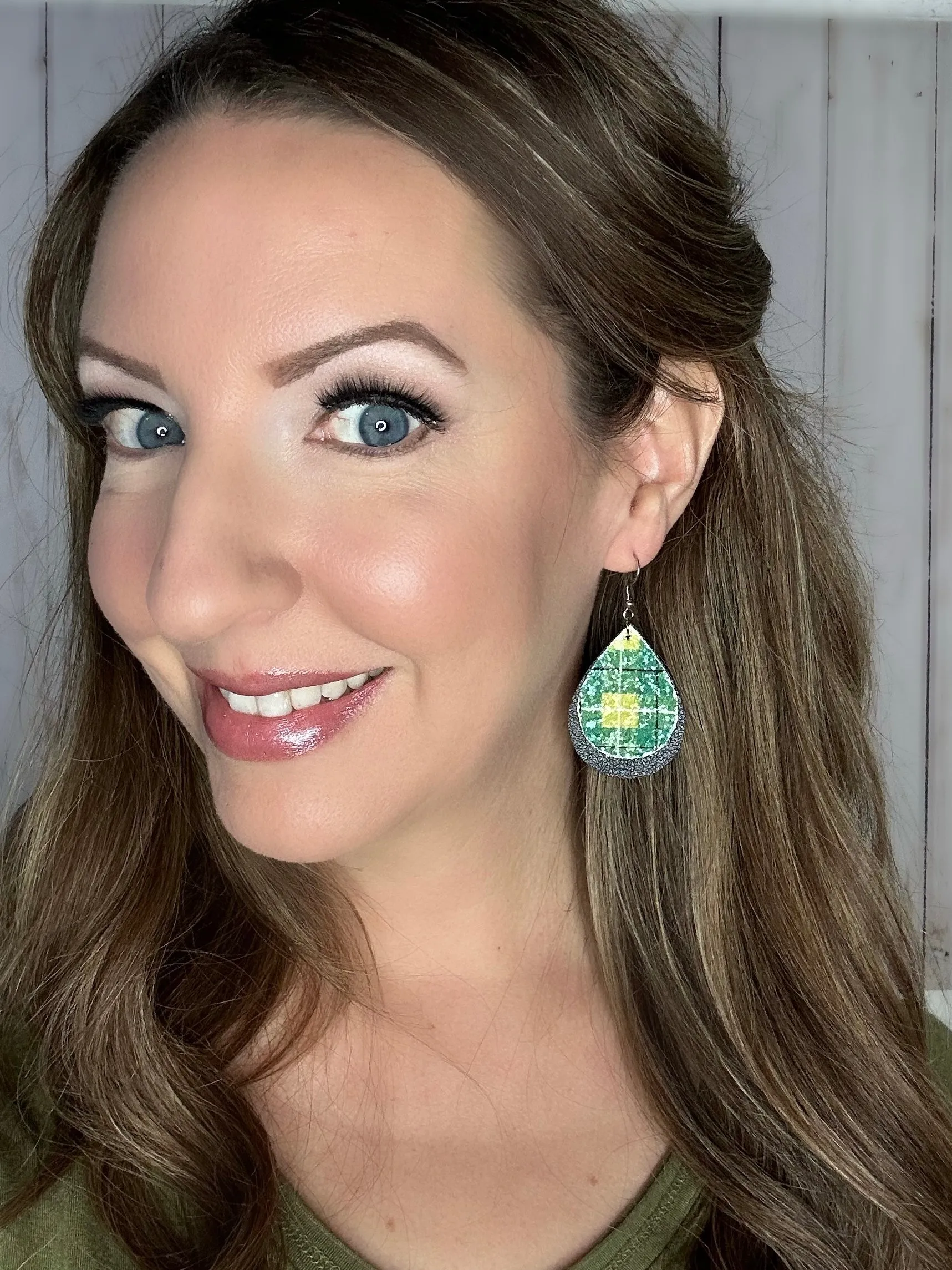 Green & Yellow Plaid Dangles