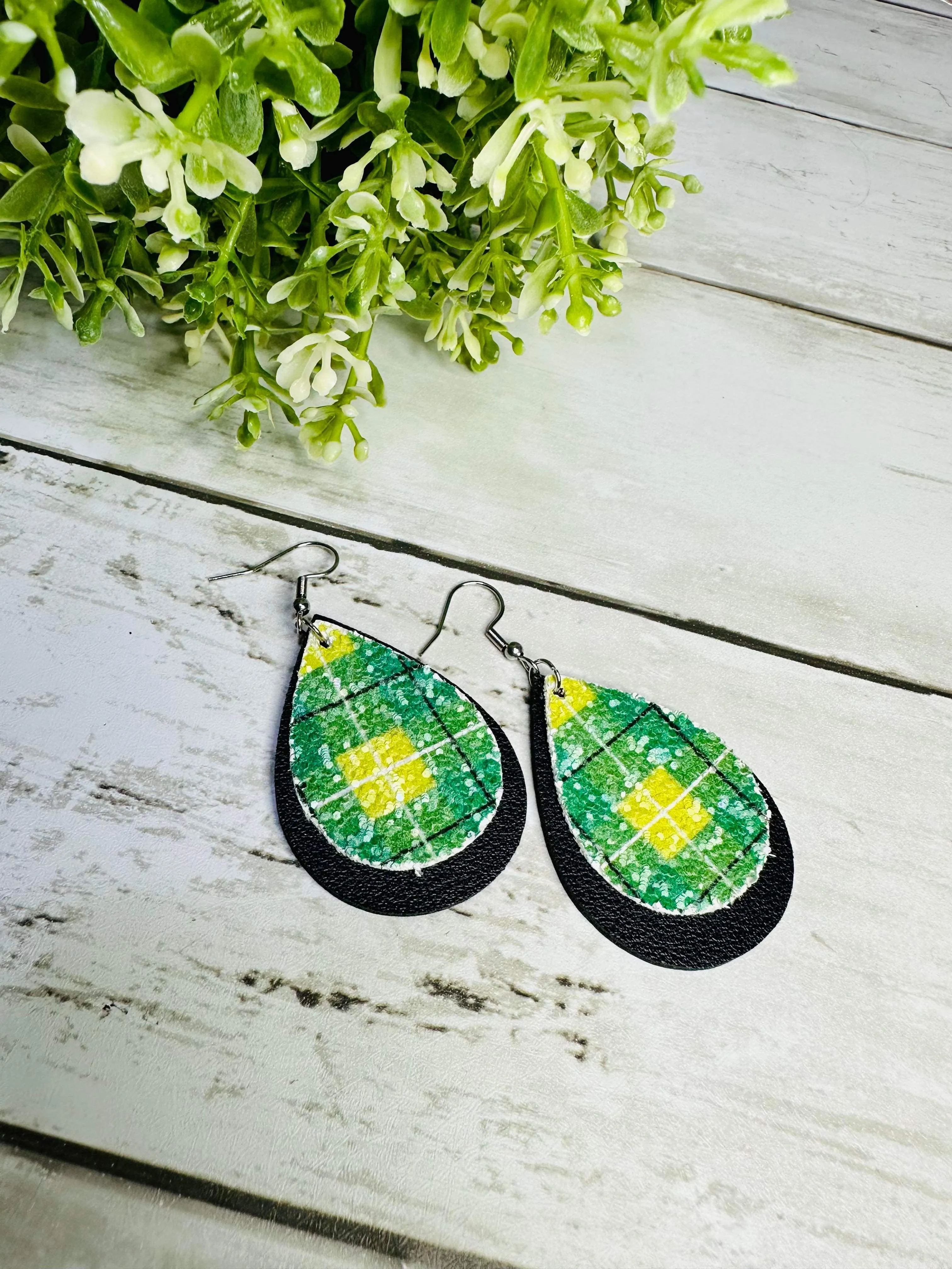Green & Yellow Plaid Dangles