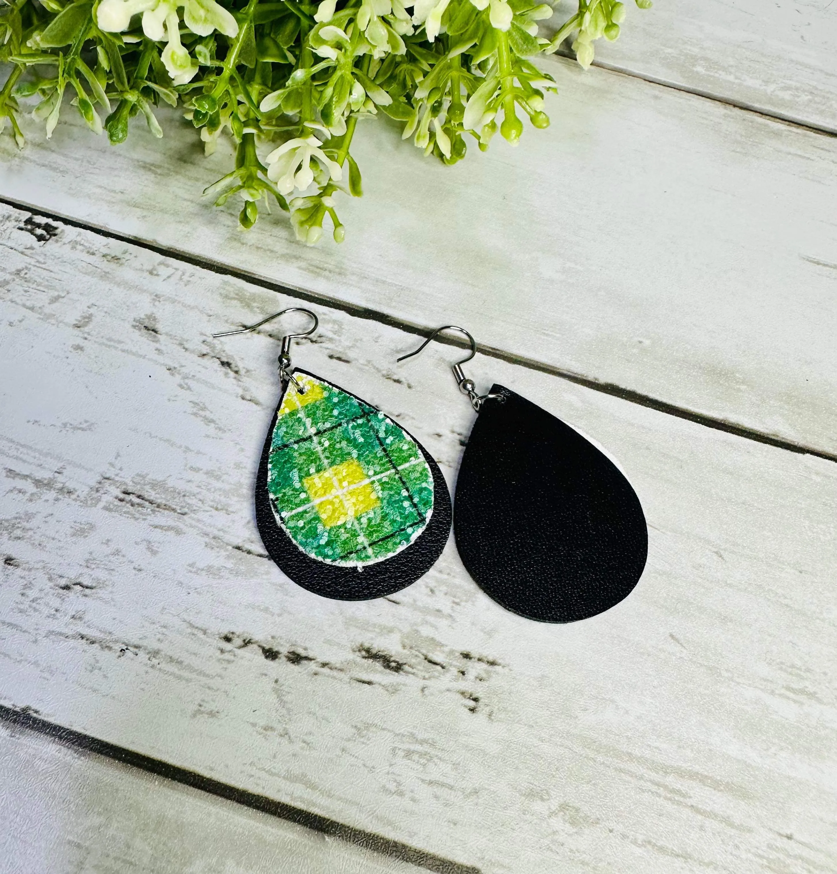 Green & Yellow Plaid Dangles