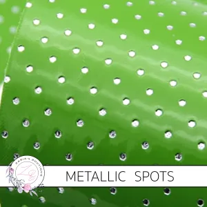 Green Silver Spots ~ Textured Metallic Faux Leather