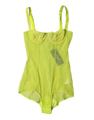 Green Tulle Balconette Bra Bodysuit Underwear