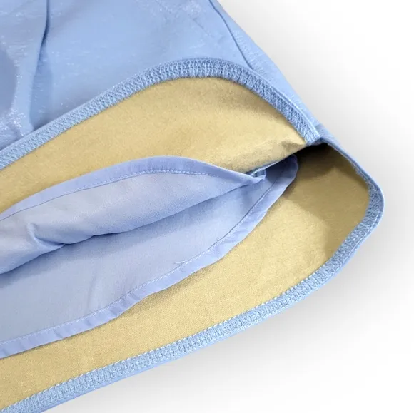 GREY LAB High Waist Shiny Faux Leather Shorts in Powder Blue Medium