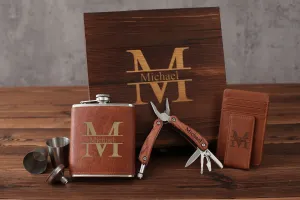 Groomsmen Gifts, Groomsmen Gift Sets, Personalized Wooden Multi-tool Pliers, Leather Decanters in Groomsmen Gift Boxes, Best Man Gifts, Groomsmen Proposals