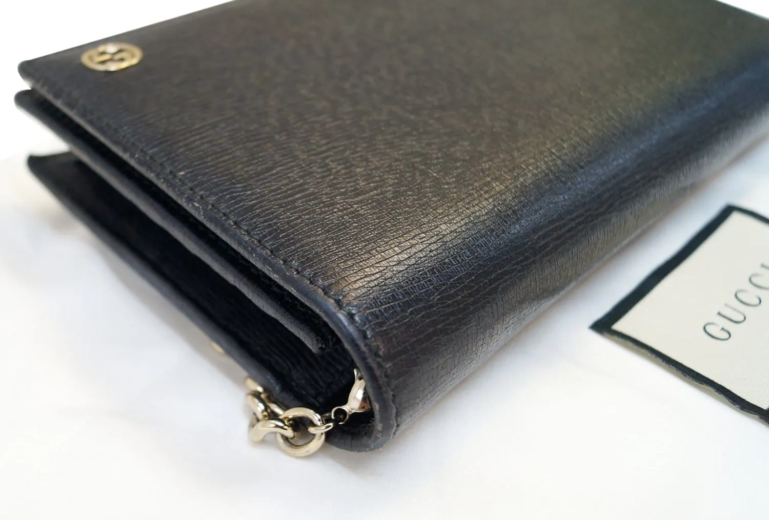 GUCCI Chain Black Crossbody Clutch Bag 354697