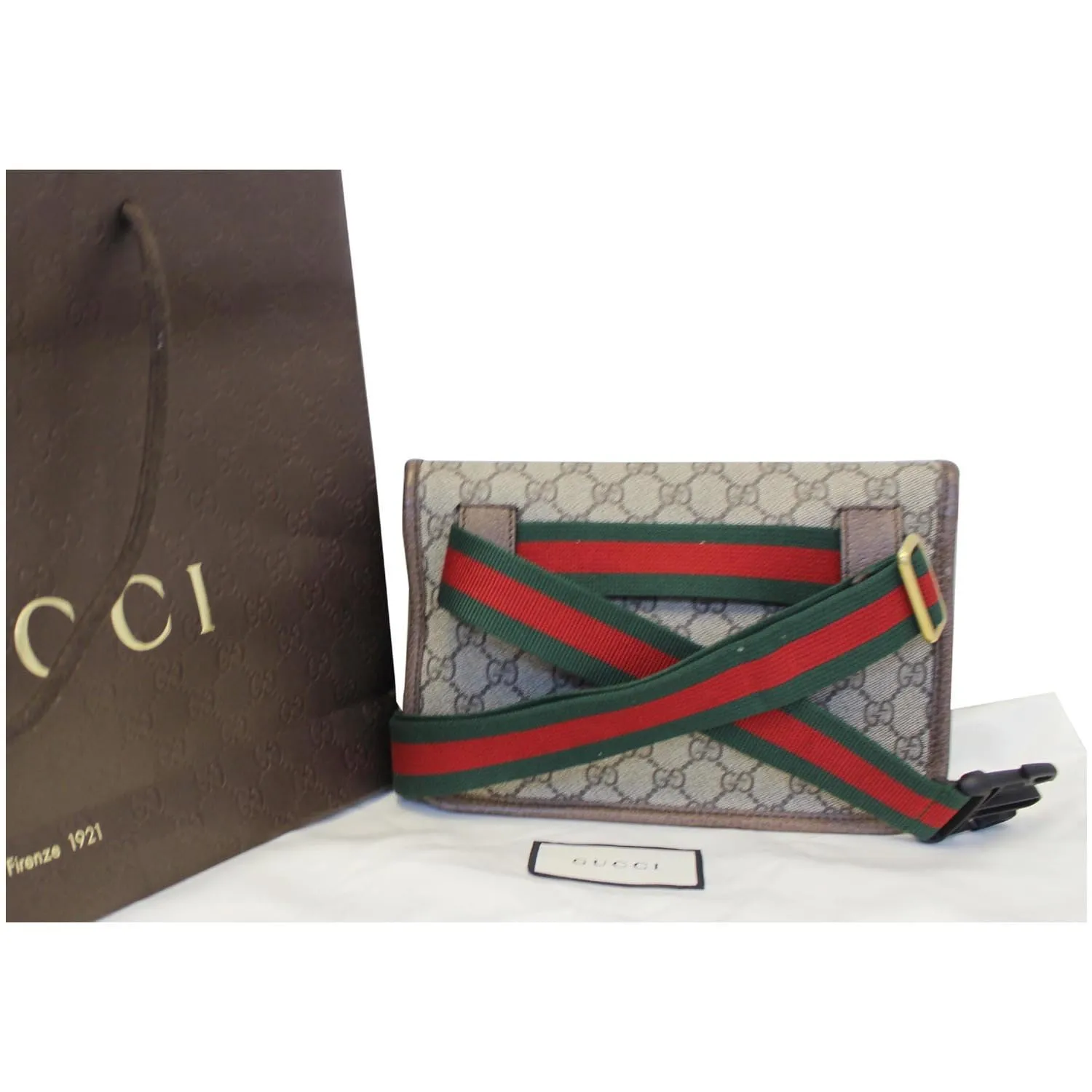 GUCCI GG Supreme Canvas Belt Waist Bag Brown/Beige 493930
