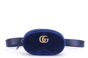 Gucci Marmont Small Size Blue Quilted Suede Leather Bod Bod Body Bag (476434 9FRDT 493075), no Dust Cover