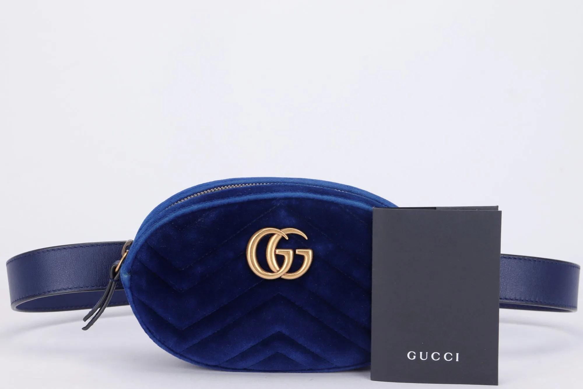 Gucci Marmont Small Size Blue Quilted Suede Leather Bod Bod Body Bag (476434 9FRDT 493075), no Dust Cover