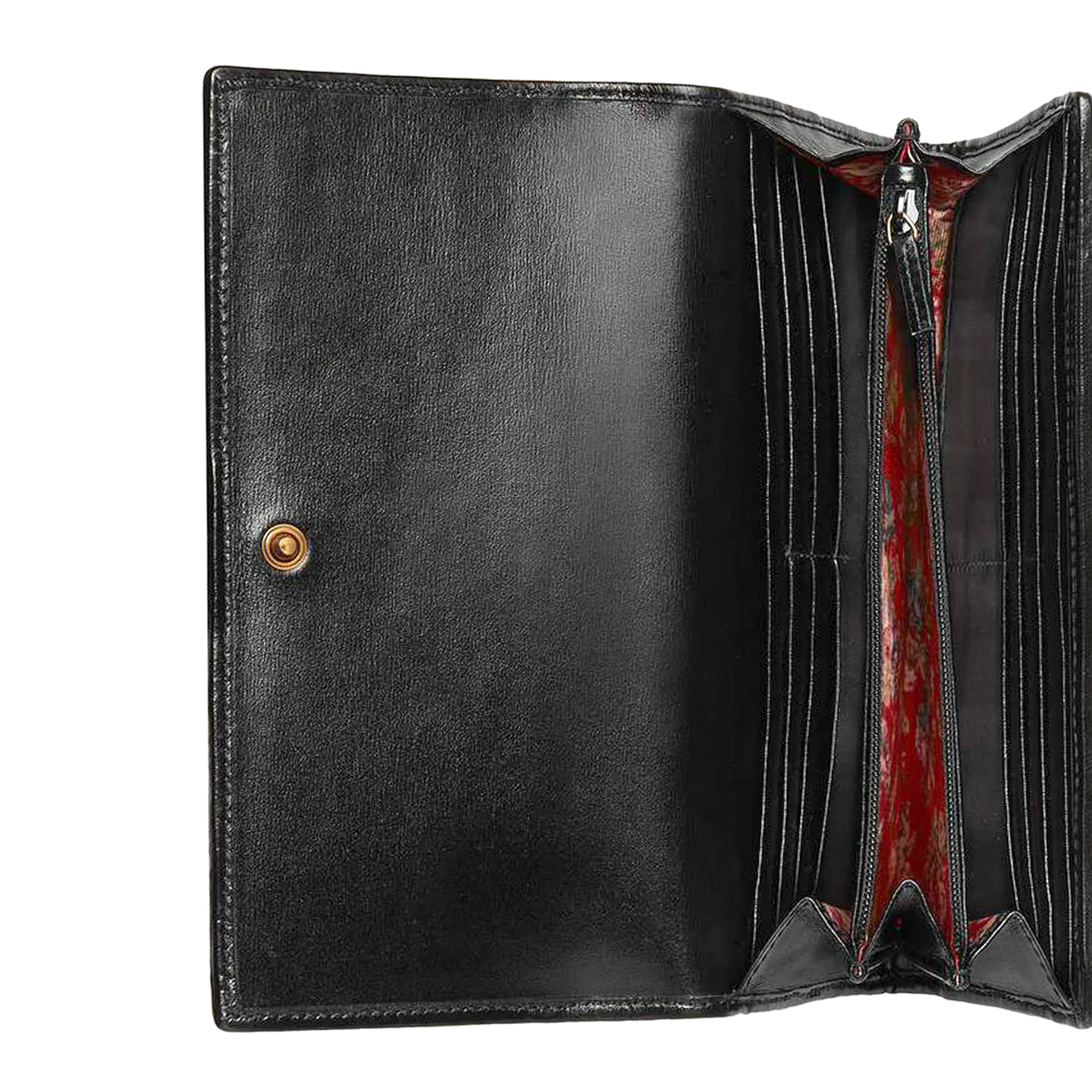 Gucci Quilted Continental Wallet with Web in Black