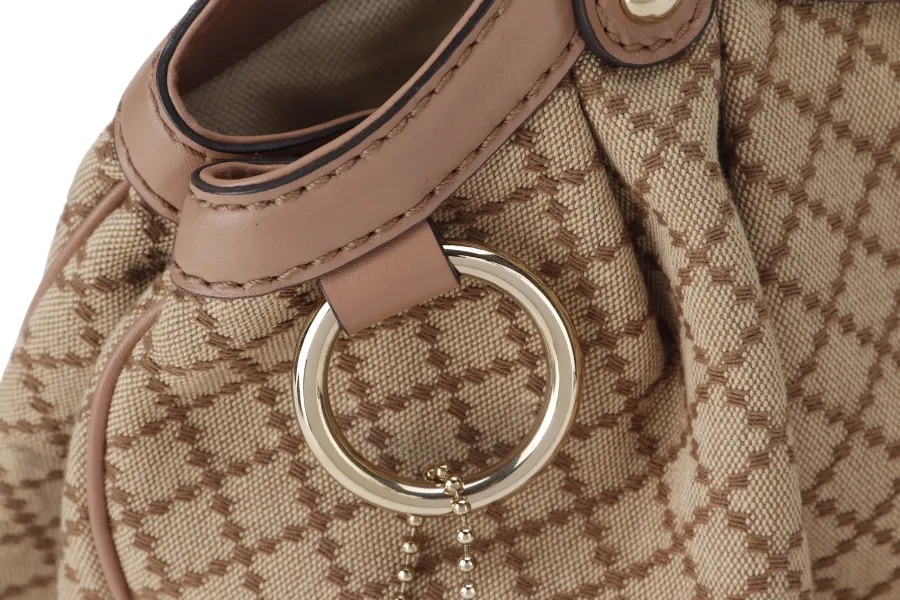 GUCCI SUKEY TOTE BEIGE-BROWN CANVAS GOLD HARDWARE (211944 486628) WITH DUST COVER