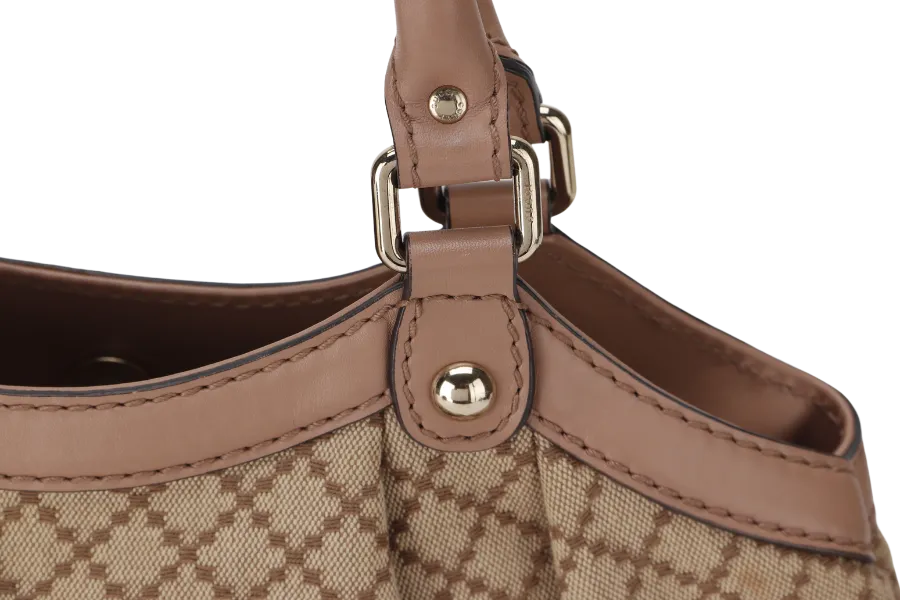 GUCCI SUKEY TOTE BEIGE-BROWN CANVAS GOLD HARDWARE (211944 486628) WITH DUST COVER