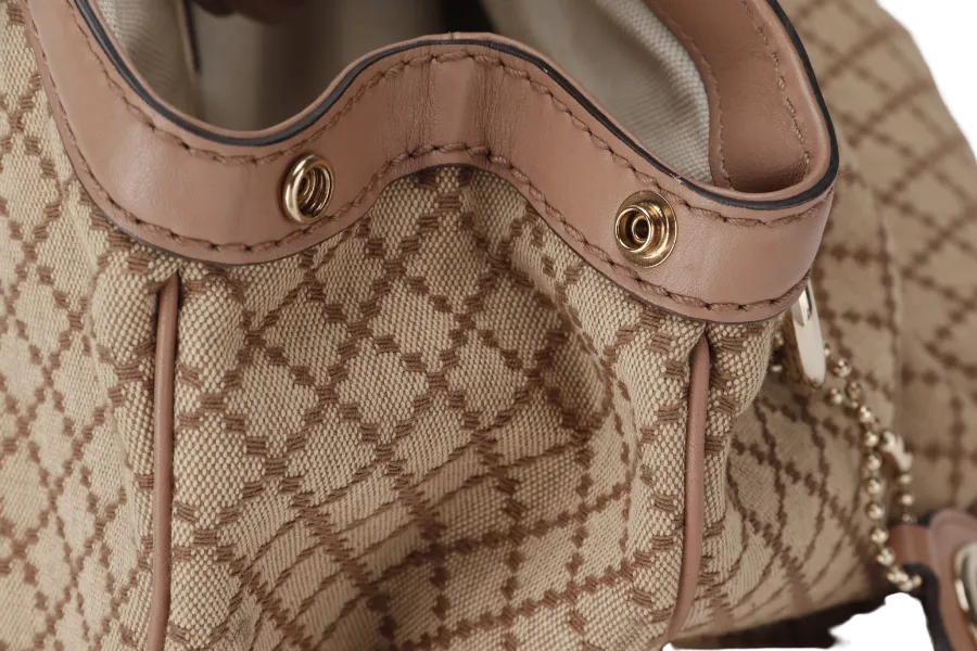 GUCCI SUKEY TOTE BEIGE-BROWN CANVAS GOLD HARDWARE (211944 486628) WITH DUST COVER