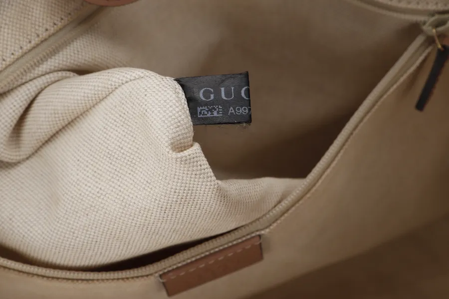 GUCCI SUKEY TOTE BEIGE-BROWN CANVAS GOLD HARDWARE (211944 486628) WITH DUST COVER