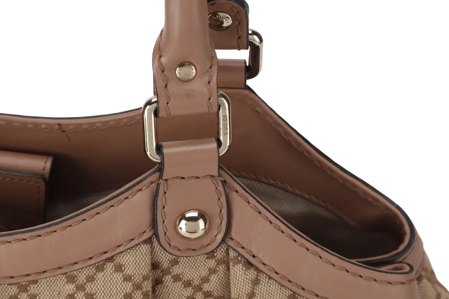 GUCCI SUKEY TOTE BEIGE-BROWN CANVAS GOLD HARDWARE (211944 486628) WITH DUST COVER