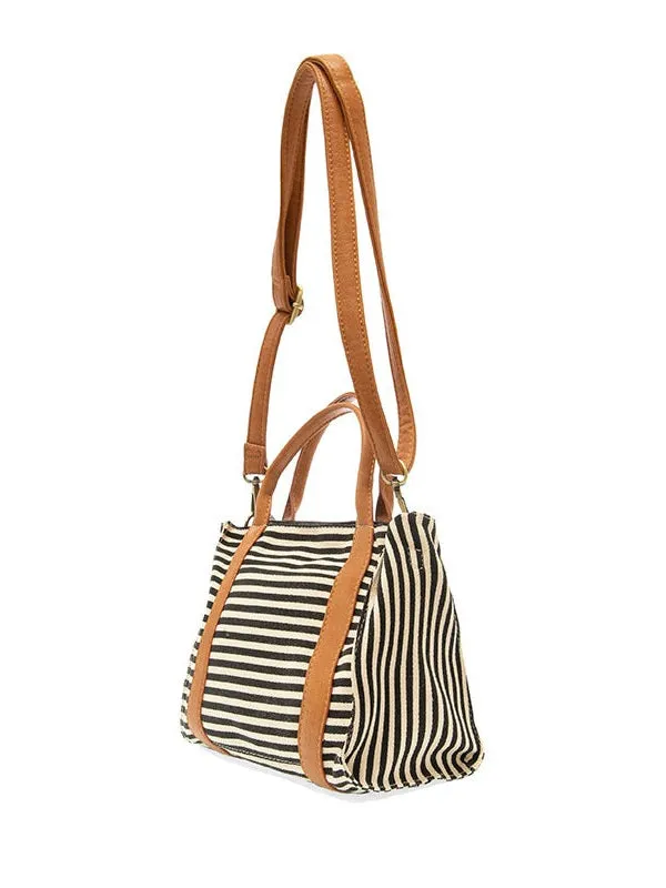 Gwen Striped Canvas Tote - L8169-04 -   Women's  Black & WHITE