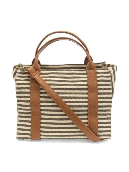 Gwen Striped Canvas Tote - L8169-15 -   Women's  NEUTRAL & WHITE