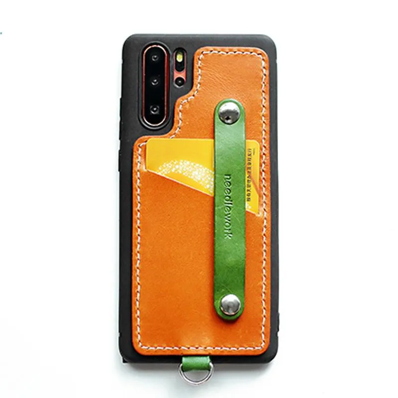 Handmade Leather Huawei P30 Pro Case with Card Holder CONTRAST COLOR Huawei P30 Pro Leather Case