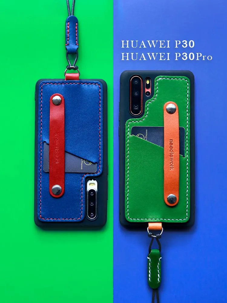 Handmade Leather Huawei P30 Pro Case with Card Holder CONTRAST COLOR Huawei P30 Pro Leather Case