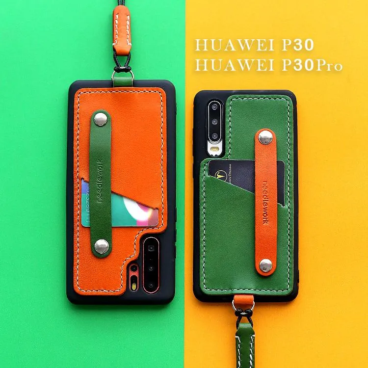Handmade Leather Huawei P30 Pro Case with Card Holder CONTRAST COLOR Huawei P30 Pro Leather Case