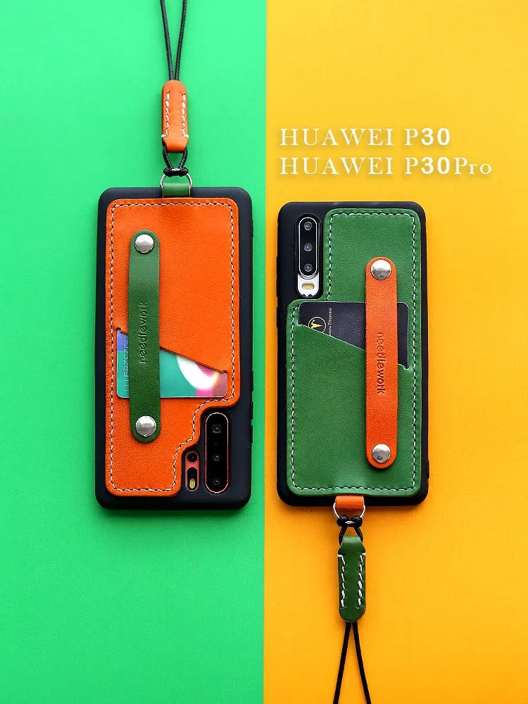 Handmade Leather Huawei P30 Pro Case with Card Holder CONTRAST COLOR Huawei P30 Pro Leather Case