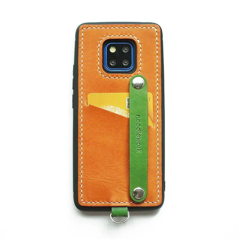 Handmade Red Leather Huawei Mate 20 Pro Case with Card Holder CONTRAST COLOR Huawei Mate 20 Pro Leather Case