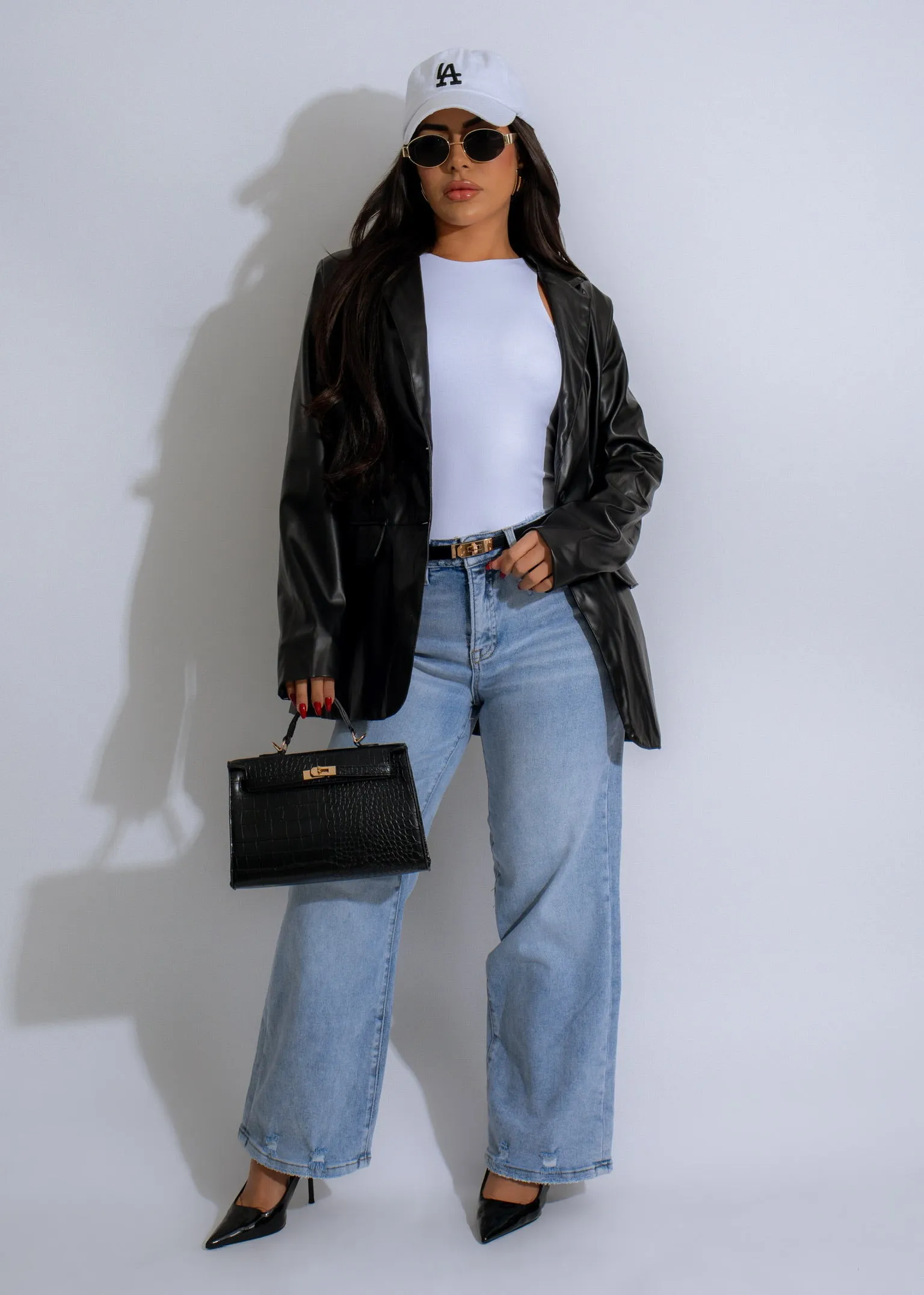 HDJ32220AP - FAUX LEATHER BLAZER