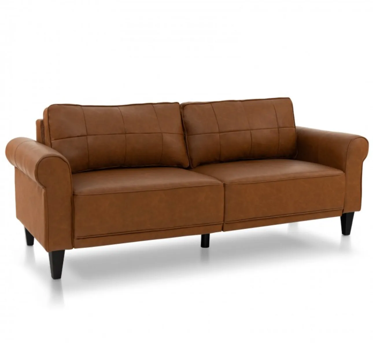 Heavy Duty 3-Person Modern Elegant PU Leather 3-Piece Sofa Couch With 2 Detachable Back Pillows | Gorgeous Armrests | Comfy Backrest | Spacious Seating | Thick Cushions