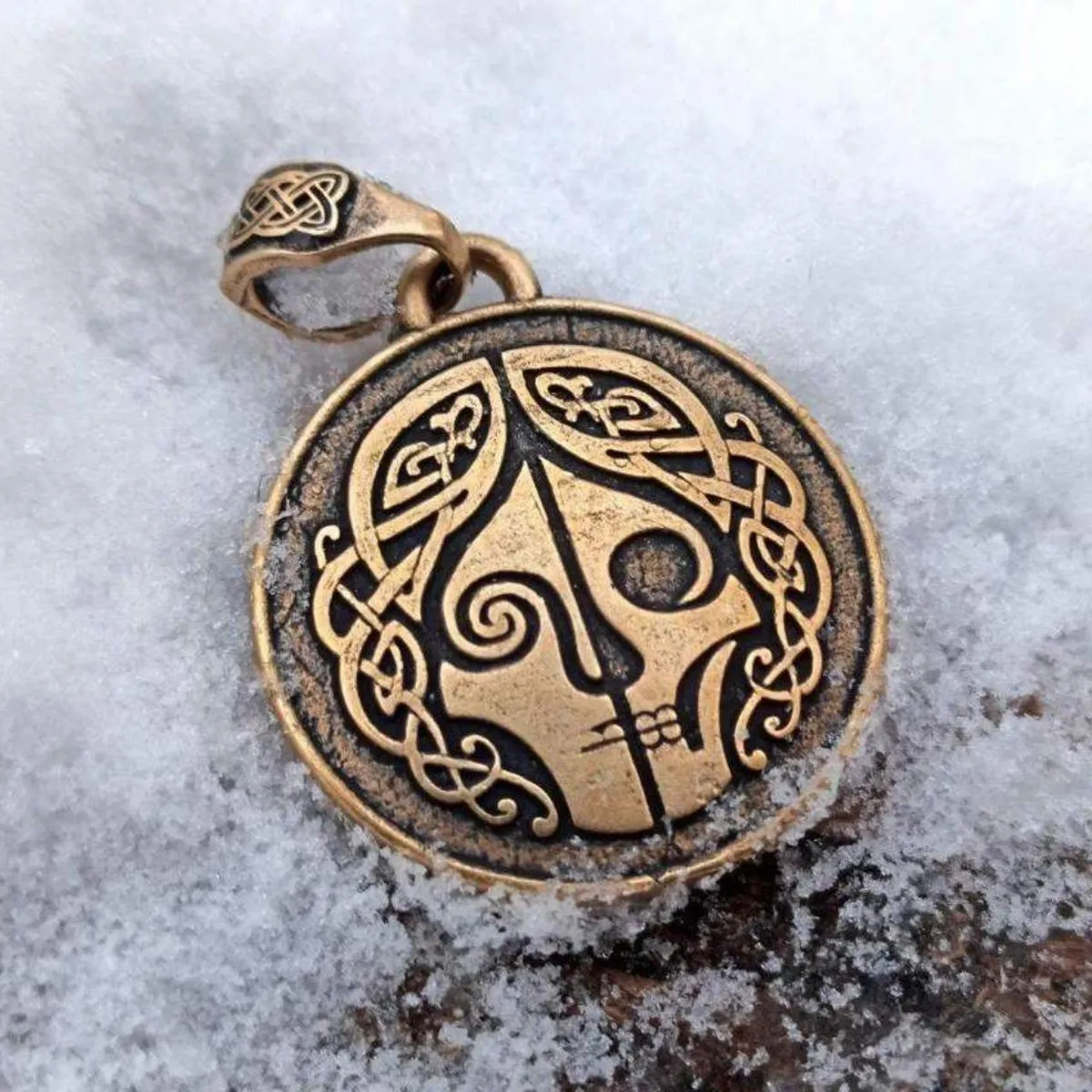 Hel goddess bronze pendant