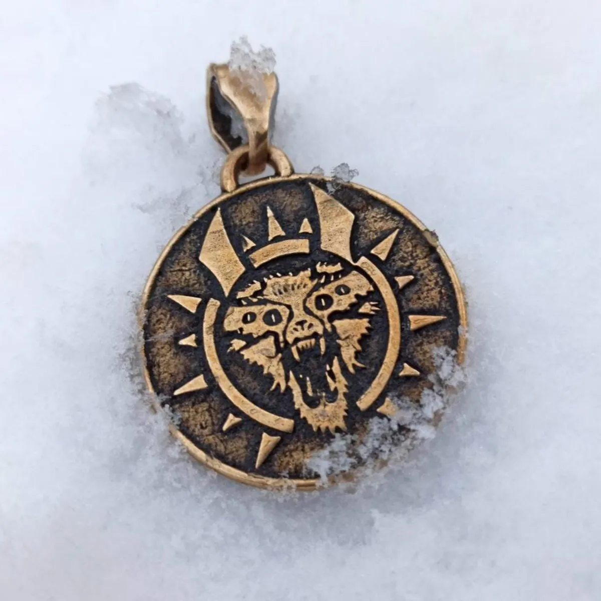 Hel goddess bronze pendant