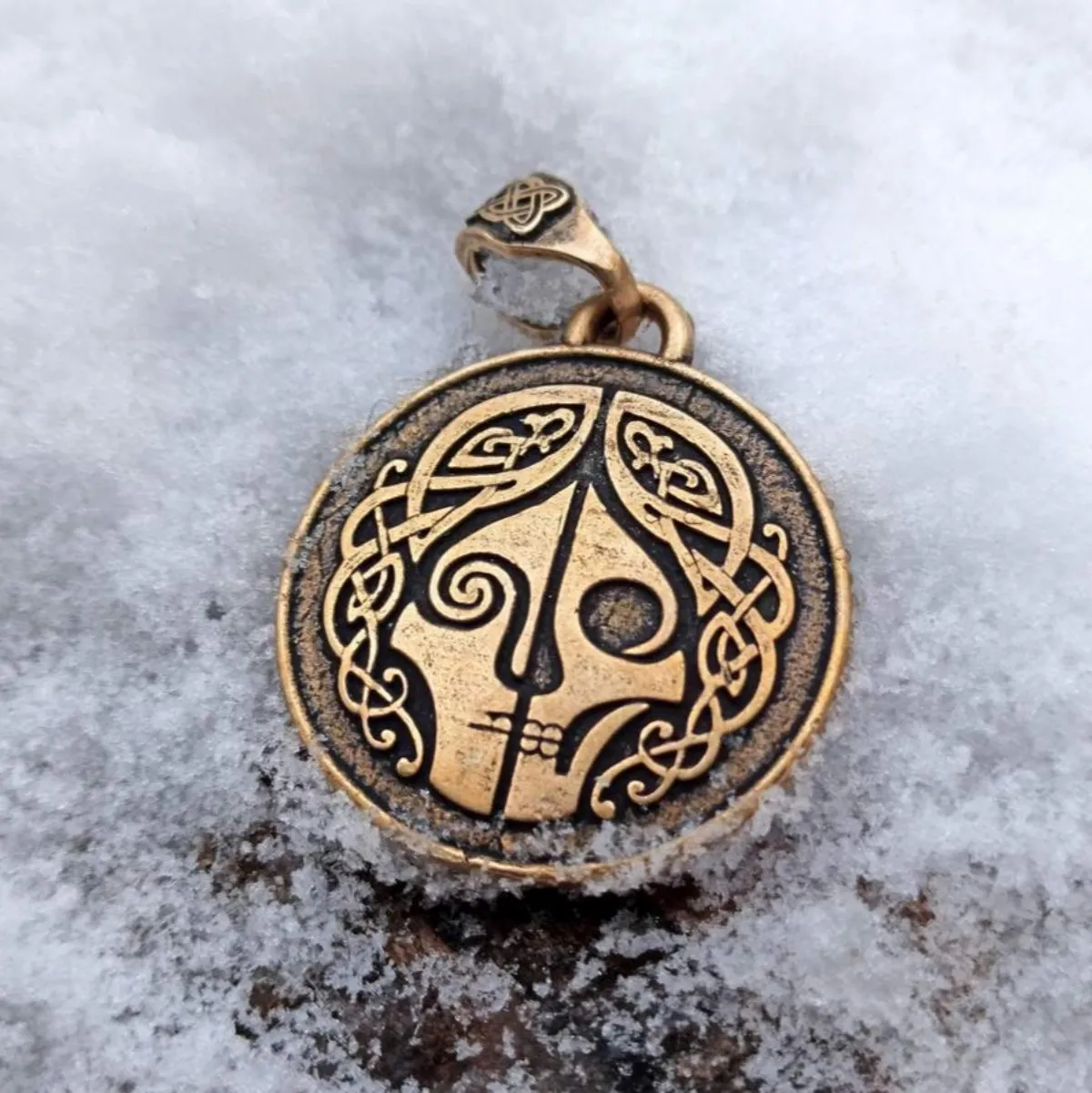 Hel goddess bronze pendant