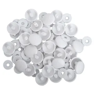 Hemline Self Cover Nylon White Buttons  - 38mm x 10