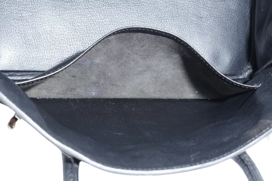 HERMES BIRKIN 30 BLACK FJORD SILVER HARDWARE STAMP J (2006) WITH LOCK, KEYS, AND DUST COVER