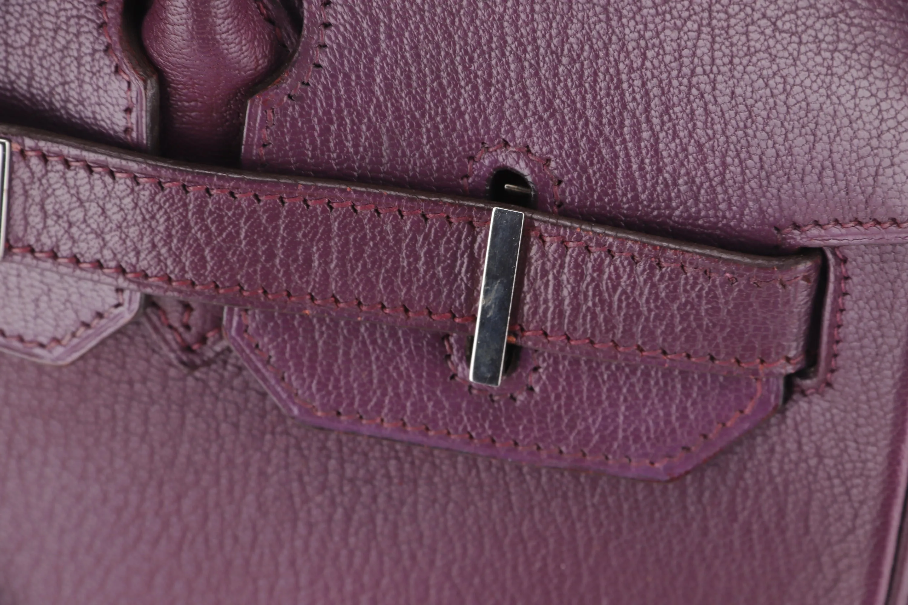 HERMES BIRKIN 30 (STAMP I) CASSIS CHEVRE MYSORE PALLADIUM HARDWARE, WITH 1 KEY, LOCK, RAINCOAT & DUST COVER