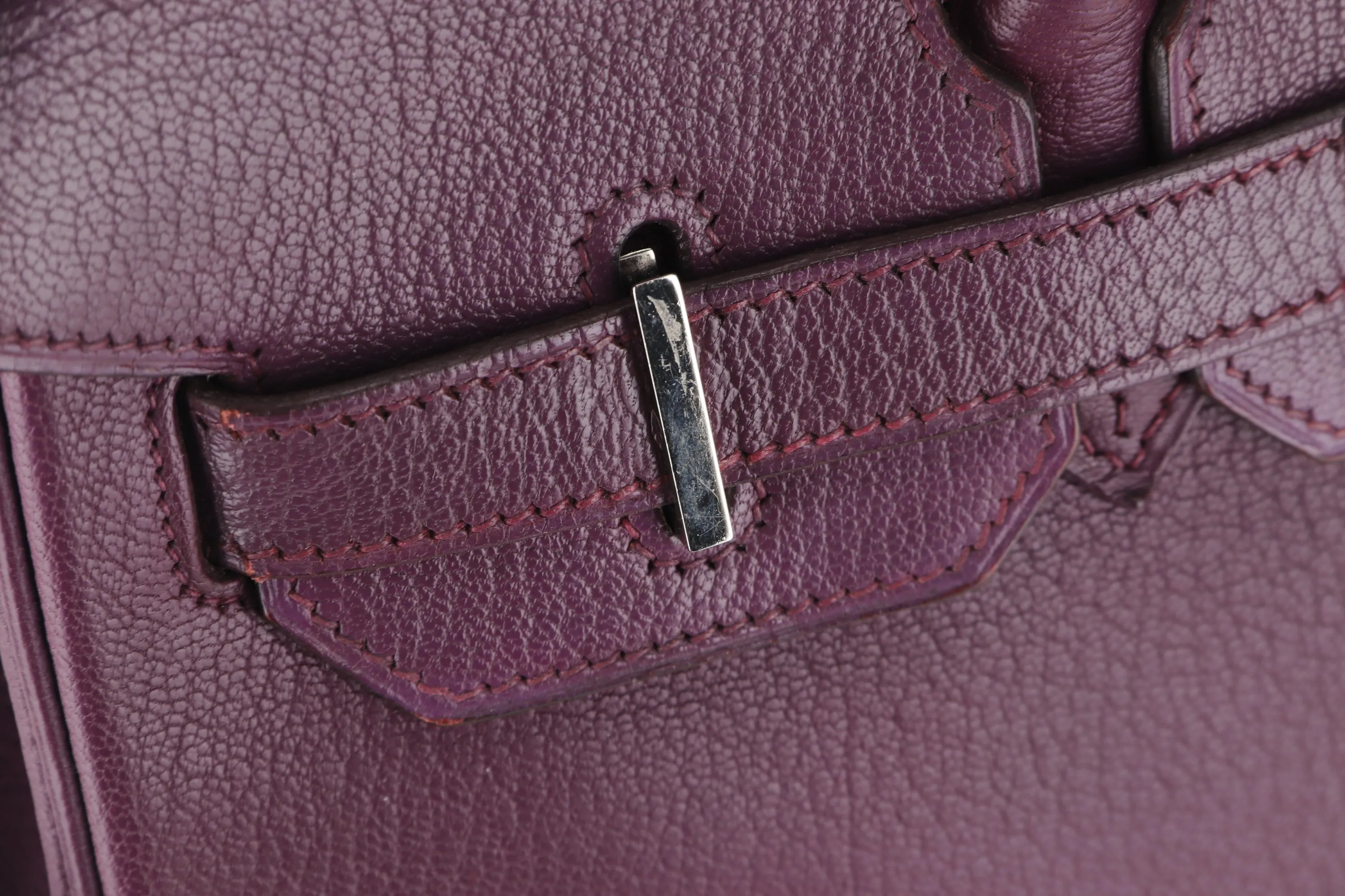 HERMES BIRKIN 30 (STAMP I) CASSIS CHEVRE MYSORE PALLADIUM HARDWARE, WITH 1 KEY, LOCK, RAINCOAT & DUST COVER