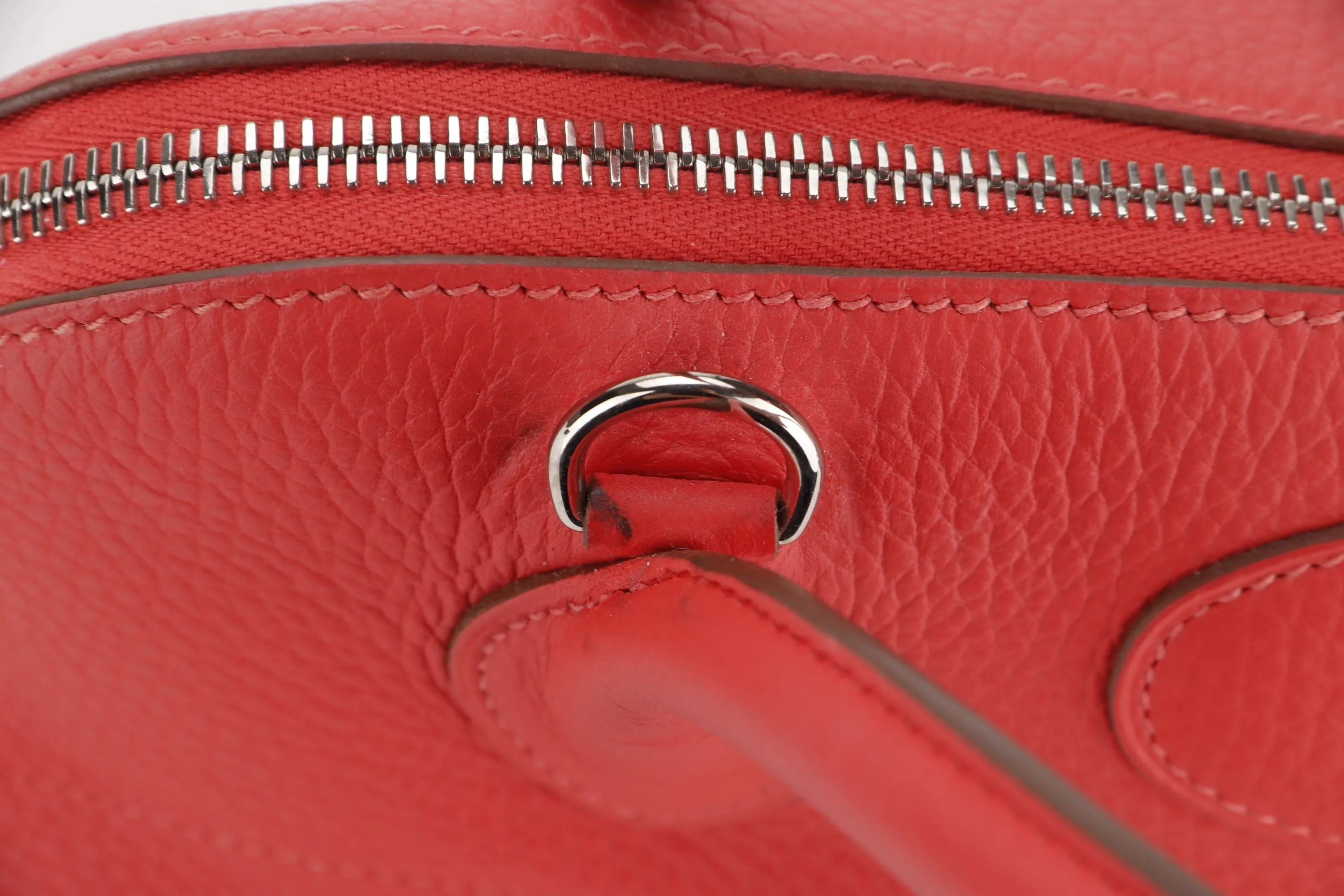 HERMES BOLIDE 31 [STAMP X (2016)] ROSE JAIPUR CLEMENCE LEATHER SILVER HARDWARE, WITH STRAP, KEYS, LOCK & DUST COVER