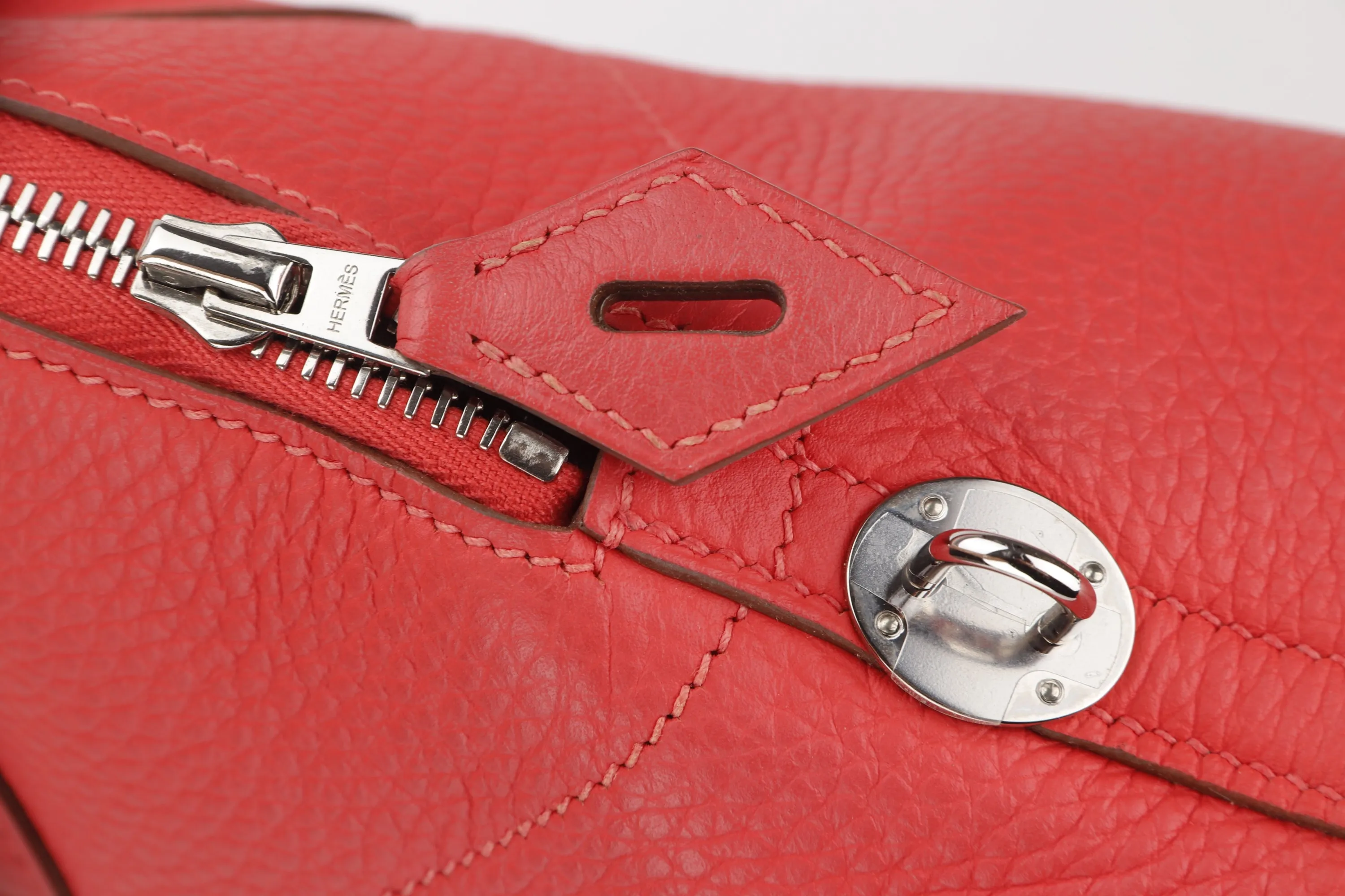 HERMES BOLIDE 31 [STAMP X (2016)] ROSE JAIPUR CLEMENCE LEATHER SILVER HARDWARE, WITH STRAP, KEYS, LOCK & DUST COVER