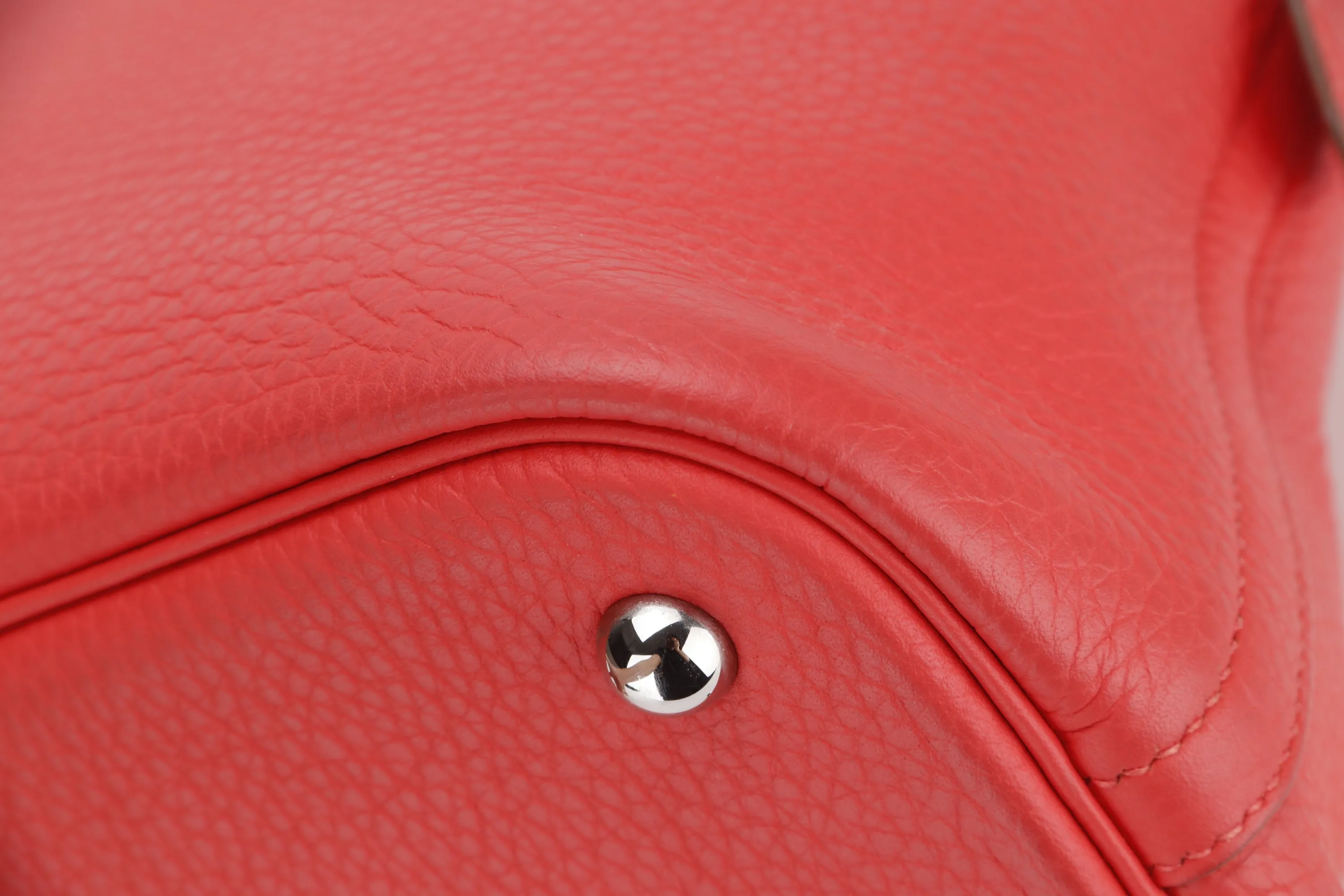 HERMES BOLIDE 31 [STAMP X (2016)] ROSE JAIPUR CLEMENCE LEATHER SILVER HARDWARE, WITH STRAP, KEYS, LOCK & DUST COVER