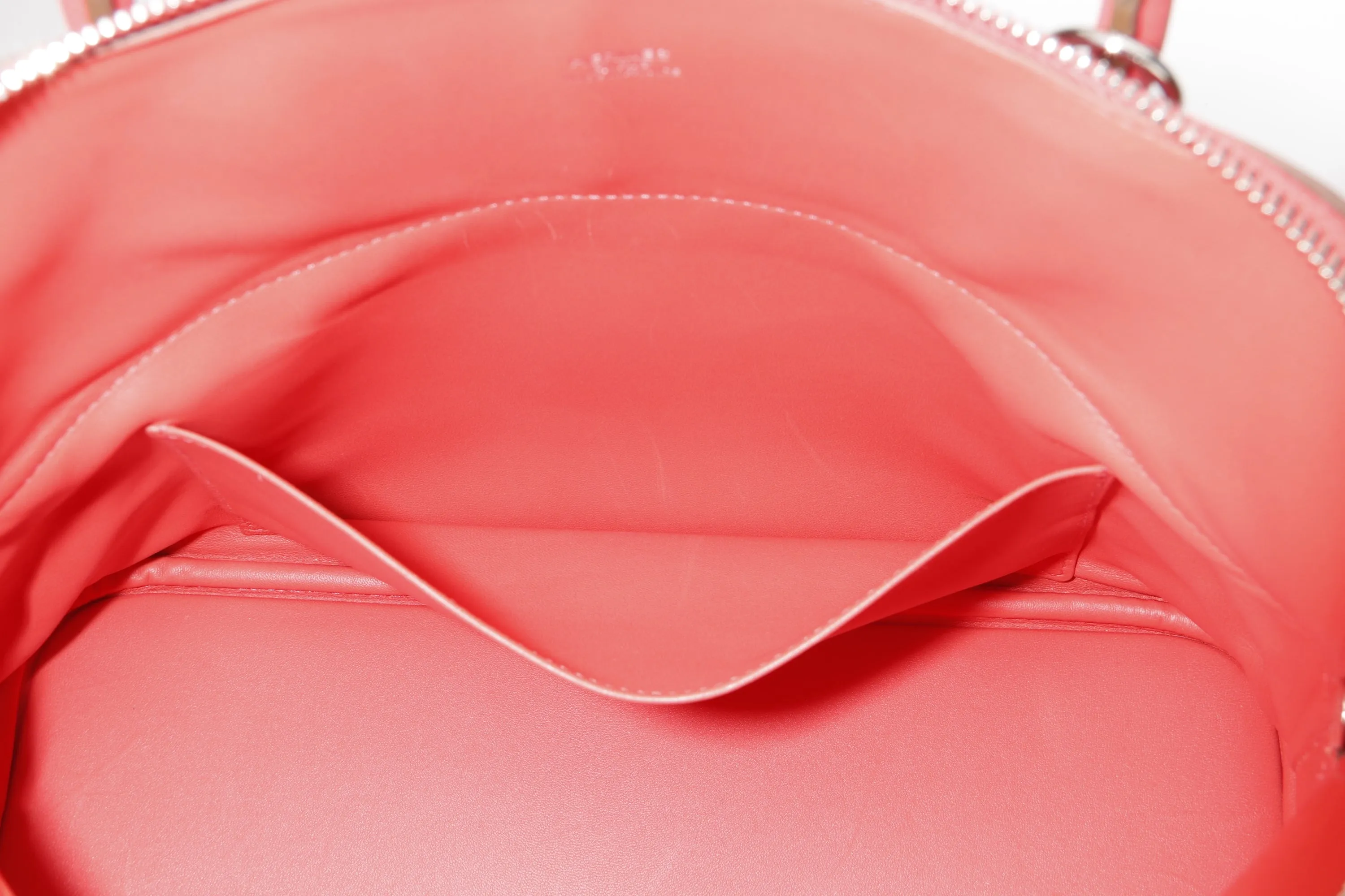 HERMES BOLIDE 31 [STAMP X (2016)] ROSE JAIPUR CLEMENCE LEATHER SILVER HARDWARE, WITH STRAP, KEYS, LOCK & DUST COVER