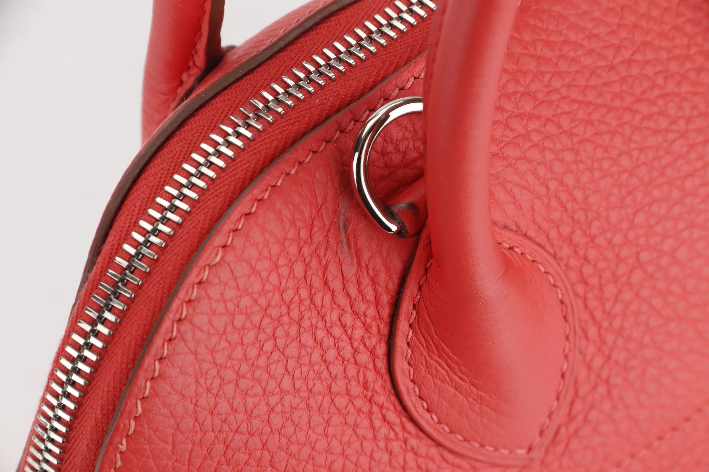 HERMES BOLIDE 31 [STAMP X (2016)] ROSE JAIPUR CLEMENCE LEATHER SILVER HARDWARE, WITH STRAP, KEYS, LOCK & DUST COVER