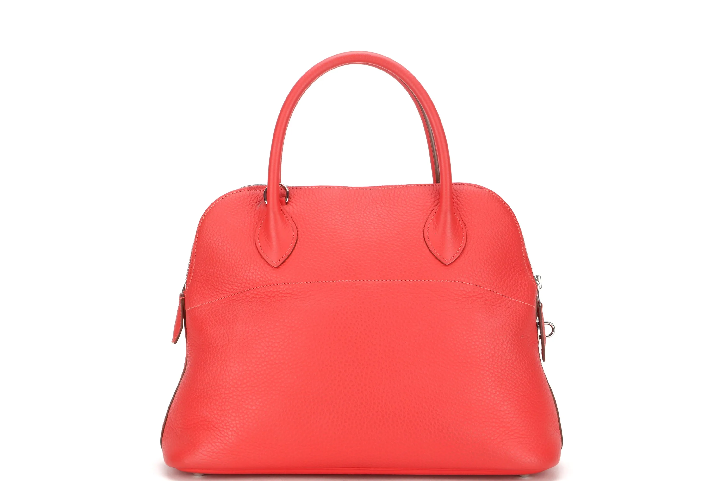 HERMES BOLIDE 31 [STAMP X (2016)] ROSE JAIPUR CLEMENCE LEATHER SILVER HARDWARE, WITH STRAP, KEYS, LOCK & DUST COVER