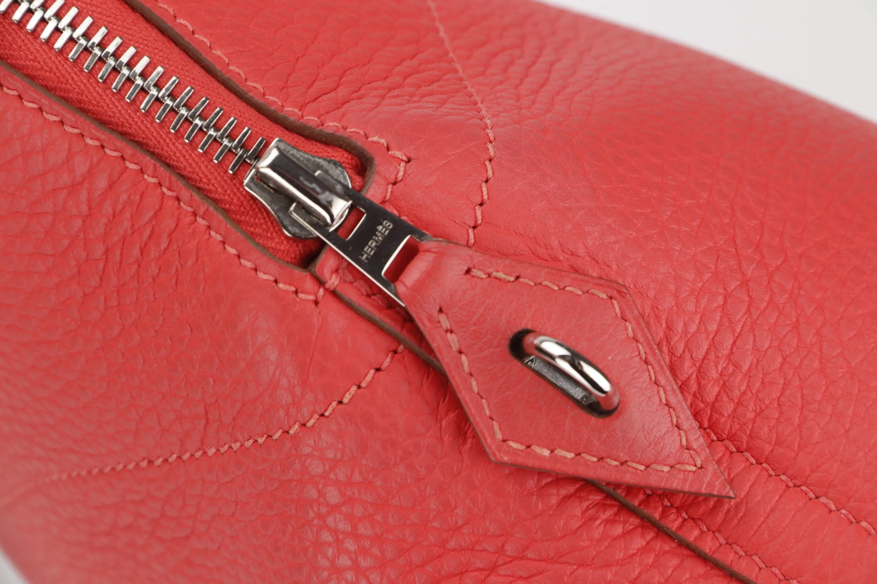 HERMES BOLIDE 31 [STAMP X (2016)] ROSE JAIPUR CLEMENCE LEATHER SILVER HARDWARE, WITH STRAP, KEYS, LOCK & DUST COVER