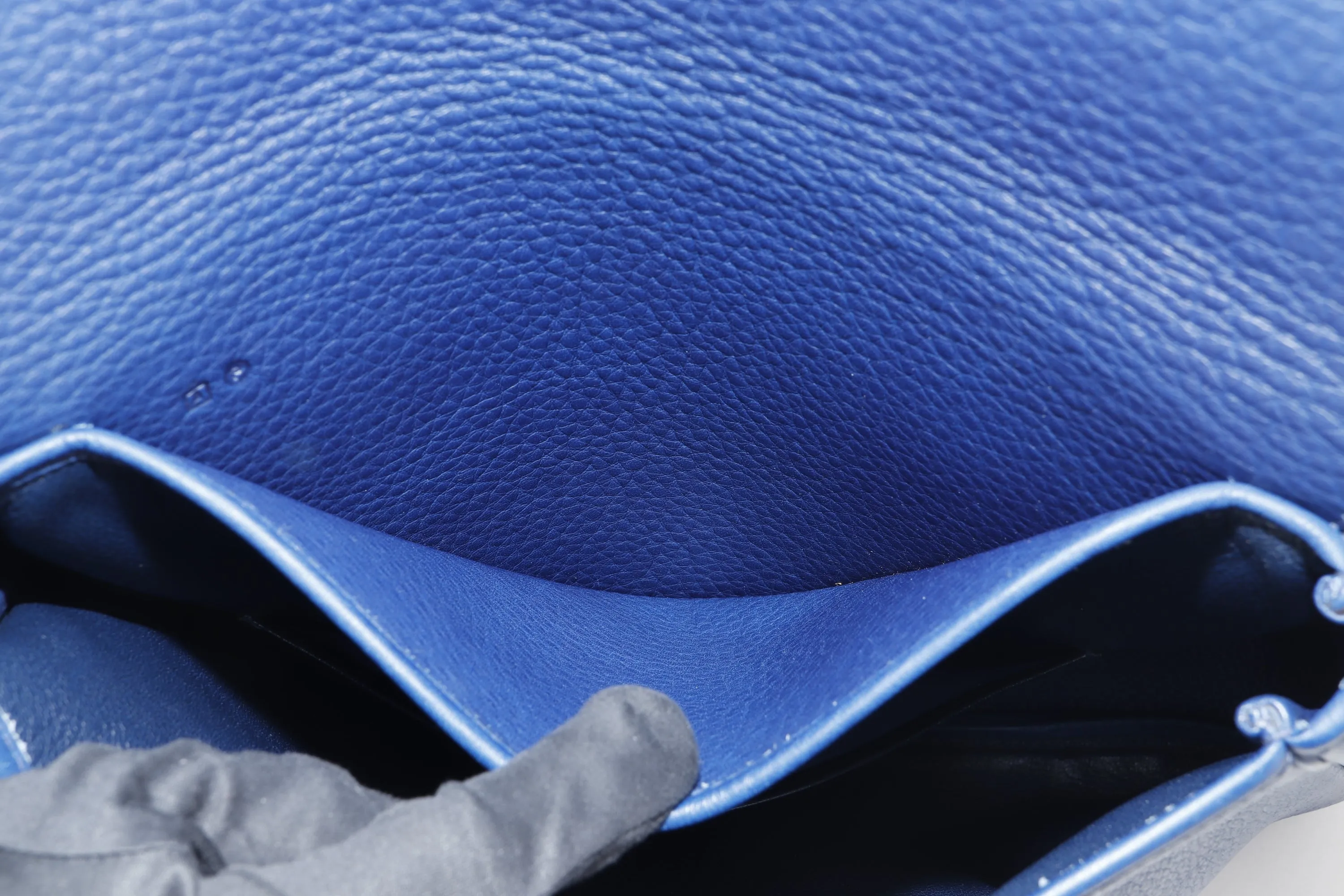 HERMES CHRISTINE SHOULDER BAG (STAMP A) BLUE CALF LEATHER, WITH DUST COVER