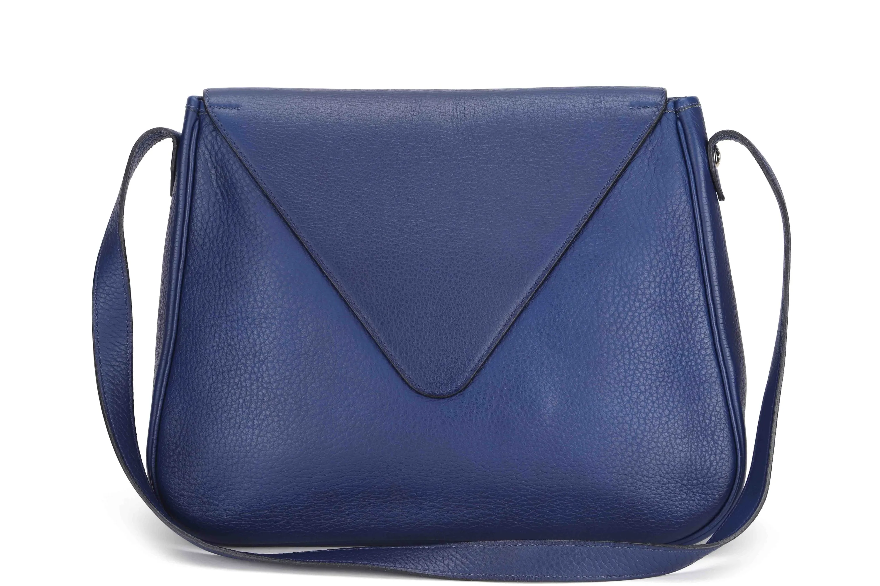 HERMES CHRISTINE SHOULDER BAG (STAMP A) BLUE CALF LEATHER, WITH DUST COVER