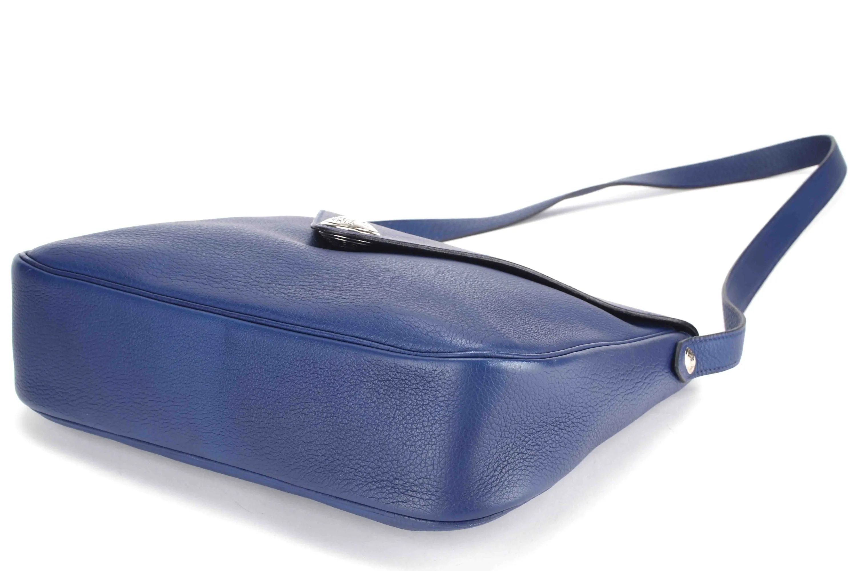 HERMES CHRISTINE SHOULDER BAG (STAMP A) BLUE CALF LEATHER, WITH DUST COVER